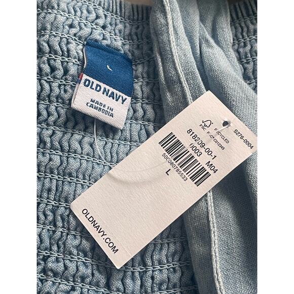 OLD‎ NAVY FIT & FLARE MAXI DRESS COTTON CHAMBRAY TIERED LIGHT WASH BLUE - Picture 12 of 12